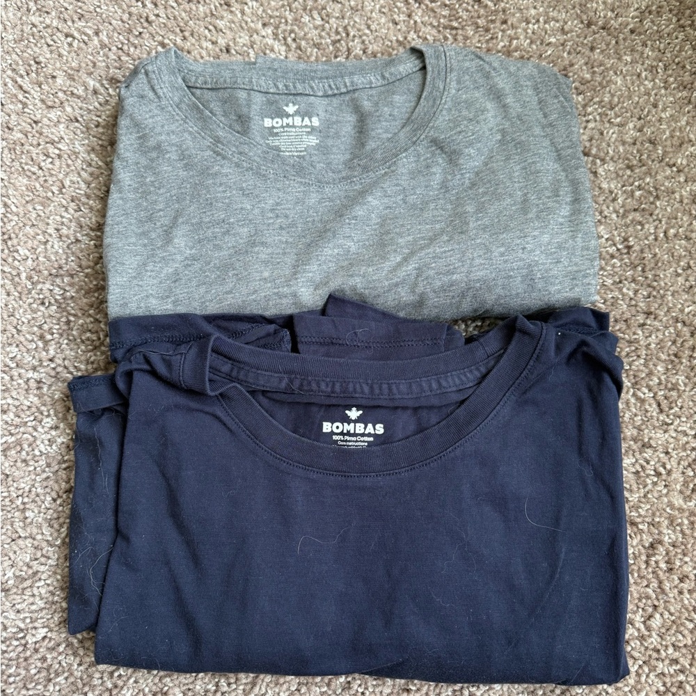 Bombas Gray and Navy Long Sleeve Tees